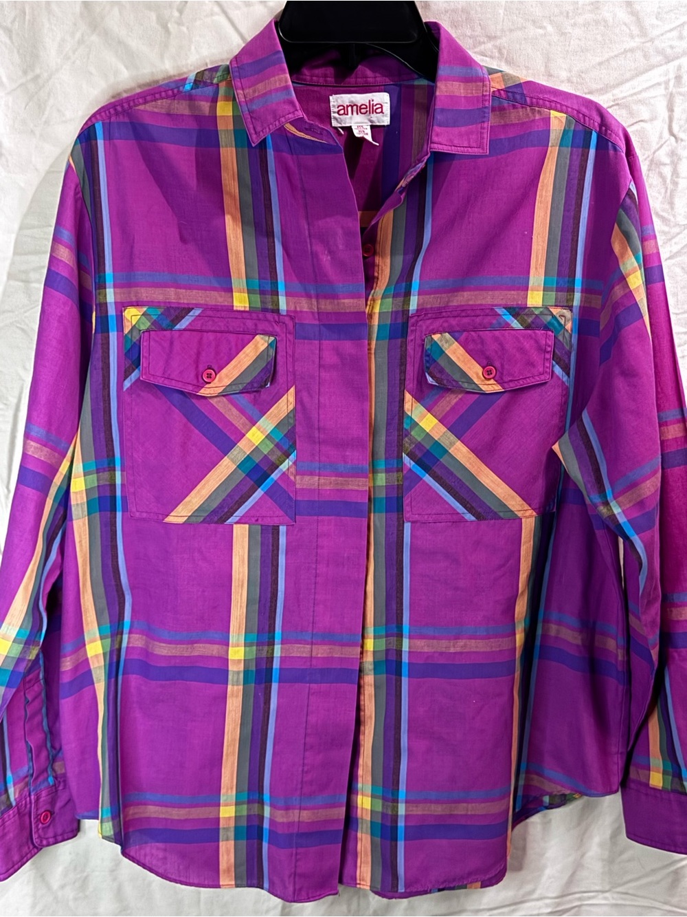Amelia Women's Purple Plaid Button-Down Shirt
